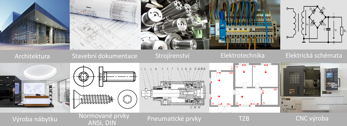Oblasti využití progeCAD Oblasti využití progeCAD